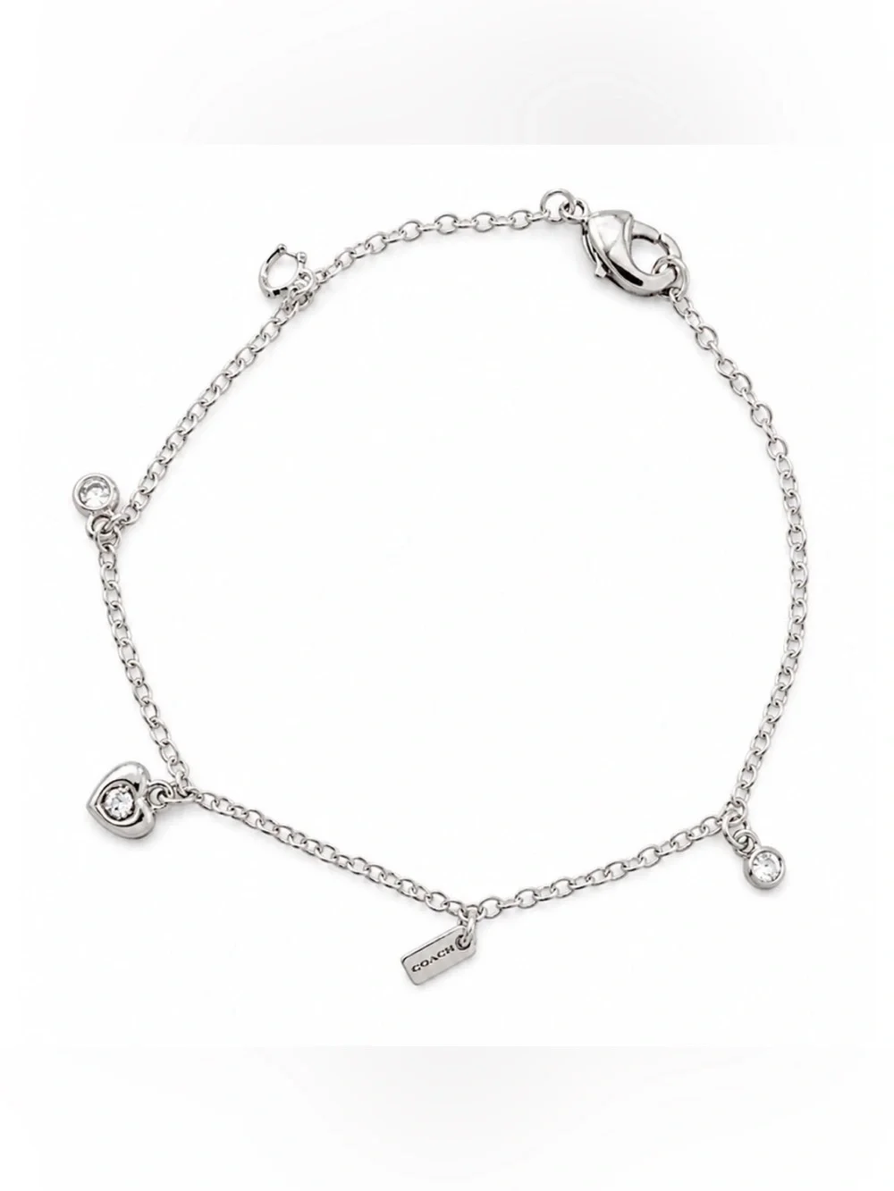 Bundle - Coach Silver-Tone Heart & Logo Charm Bracelet - Picture 2 of 4